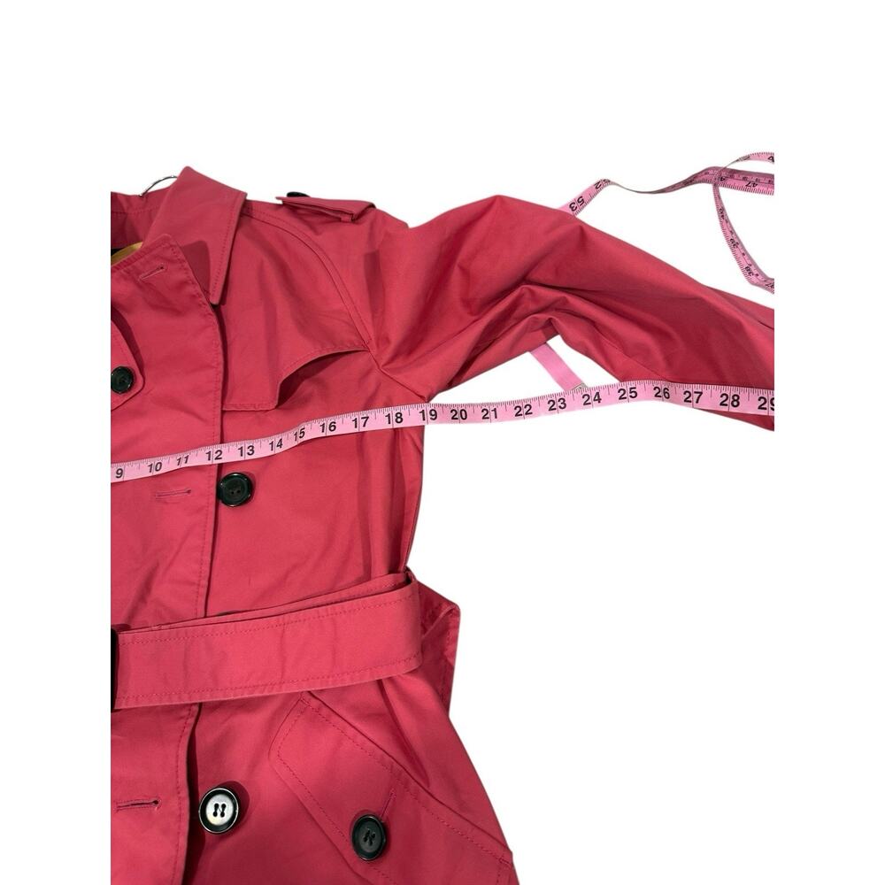 Coach Pink Double Breasted Short Length Trench Coat Career Timeless Womens Small - Picture 7 of 8
